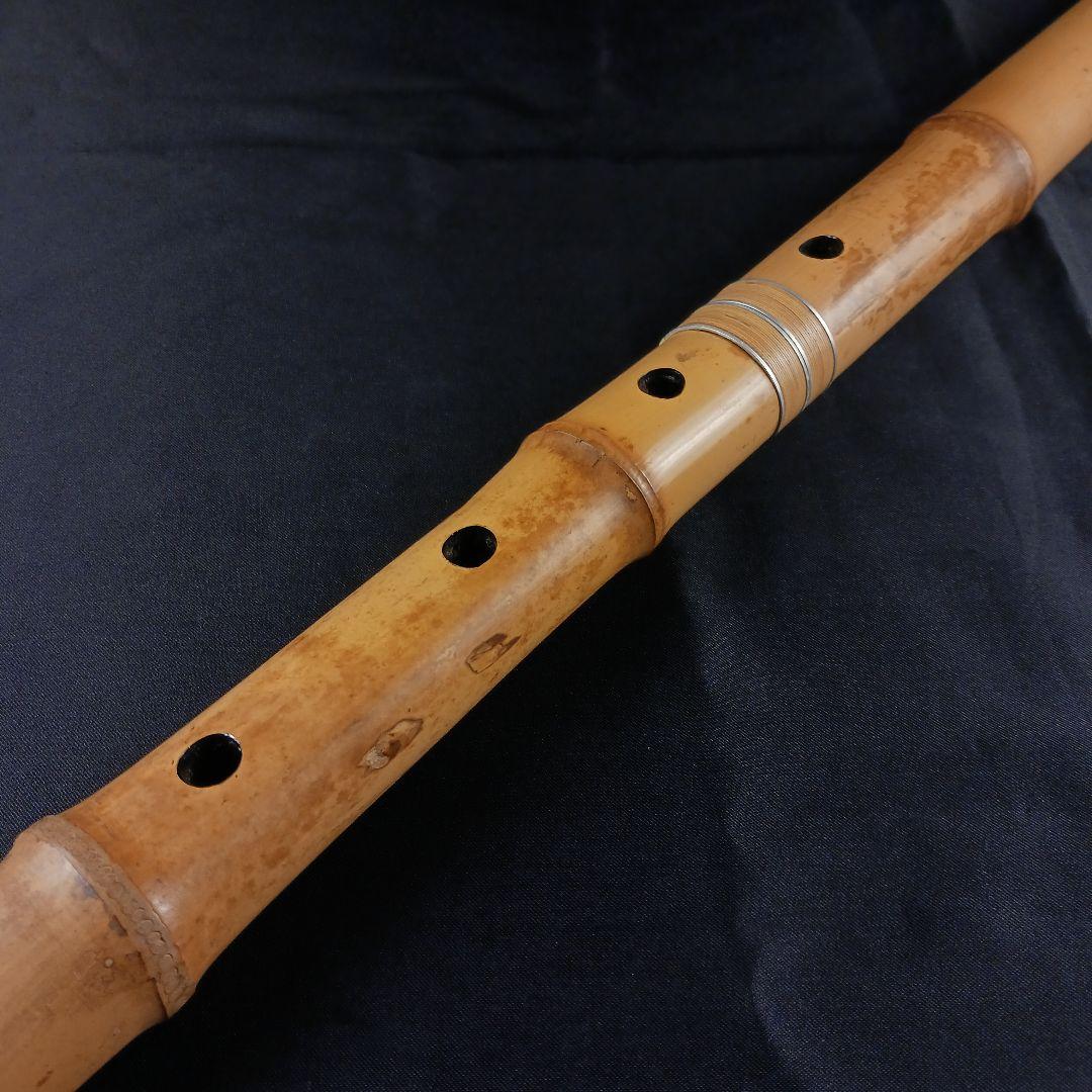 Y3110-1 琴古流 尺八 月童 銀三線 全長67㎝ 竹製