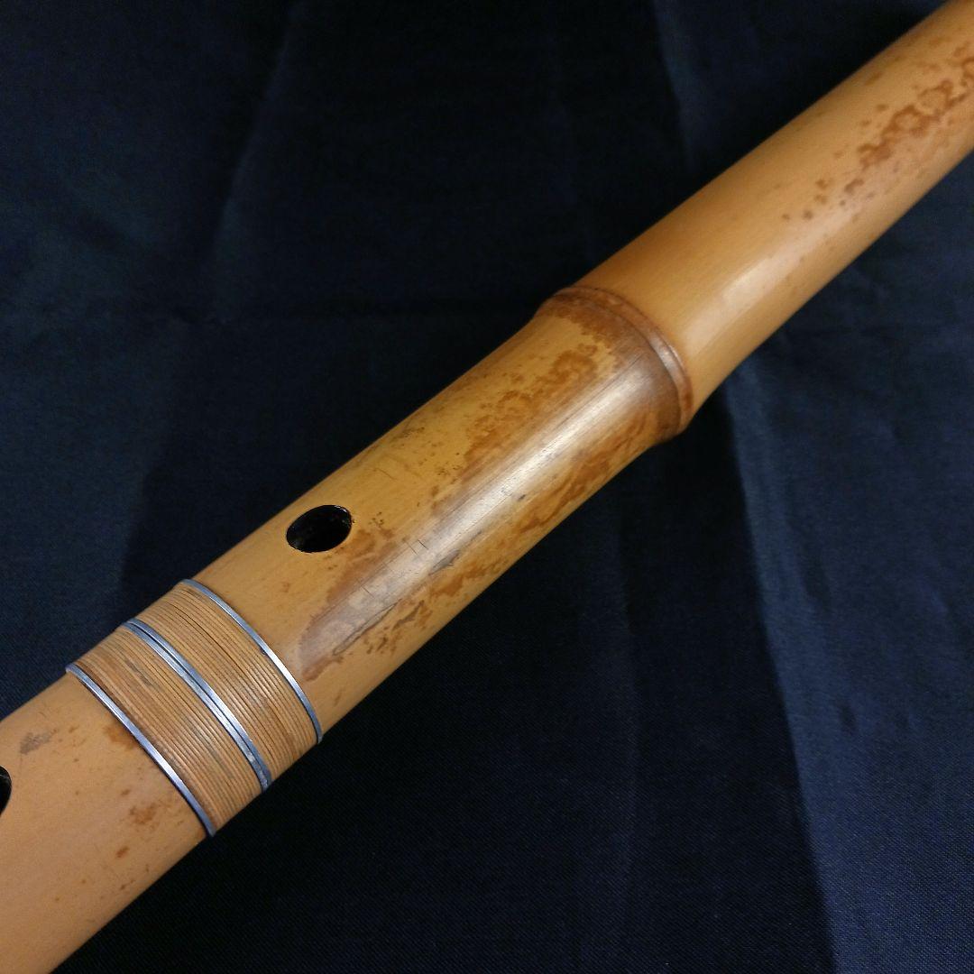 Y3110-1 琴古流 尺八 月童 銀三線 全長67㎝ 竹製