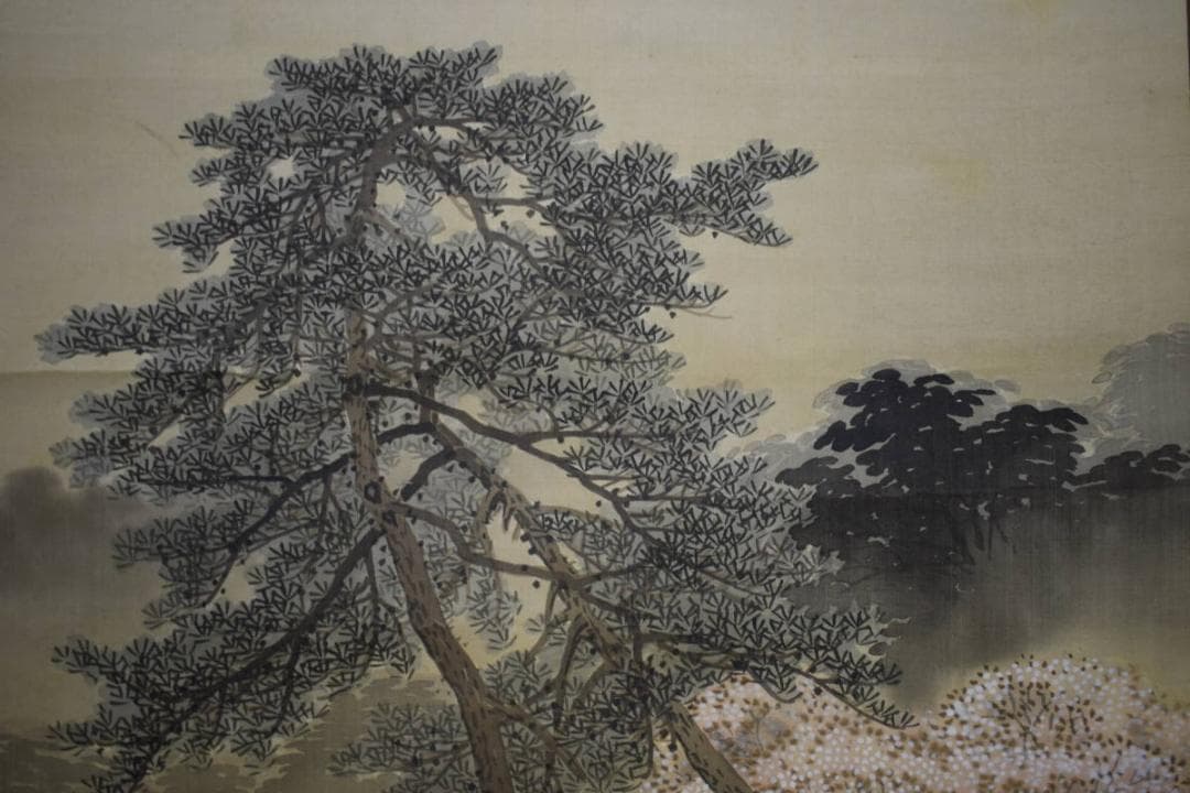 模写/中川和堂/月に桜図/絹表装/布袋屋掛軸HG-246