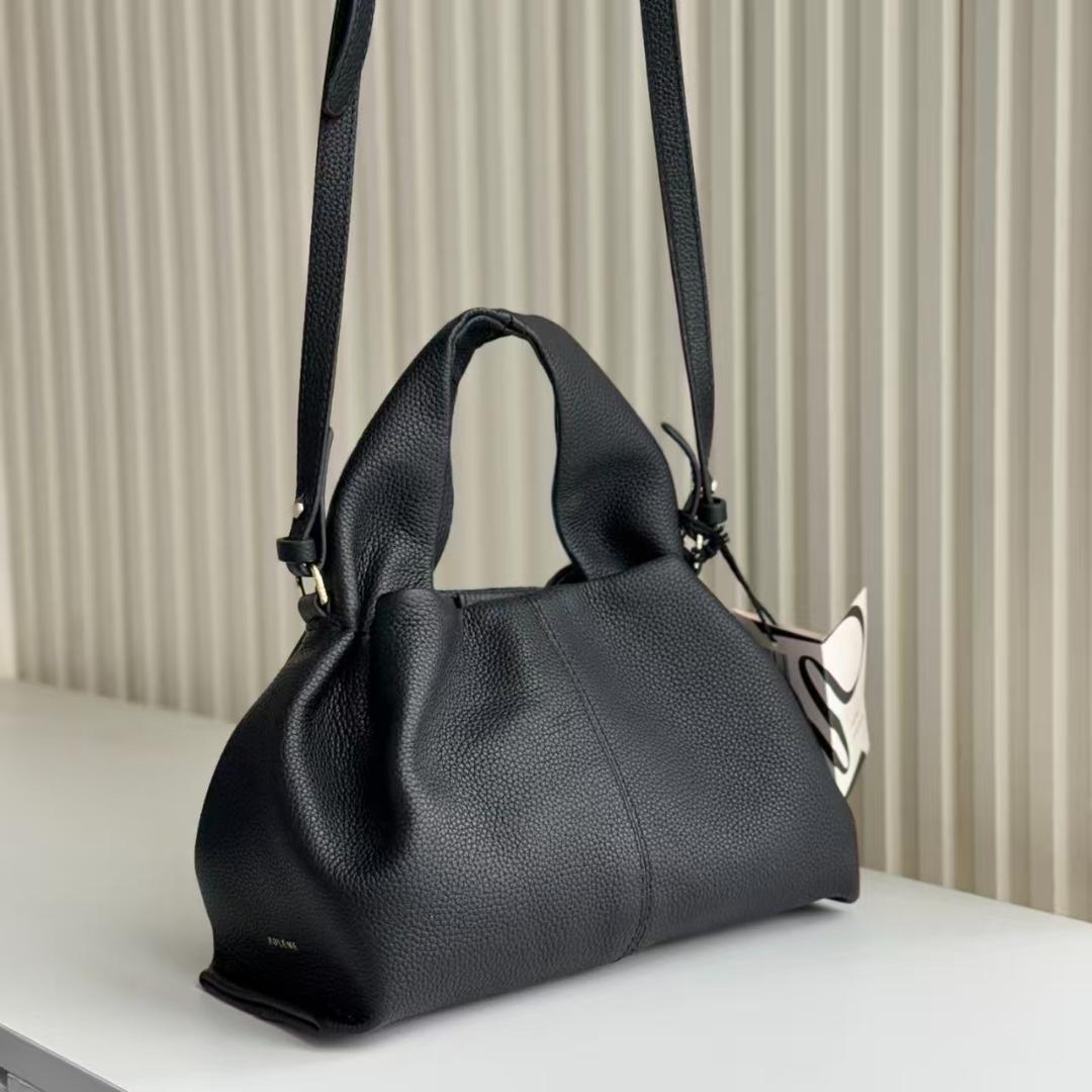 セール！Polène 黒 レザー ショルダーバッグ ハンドル付き mini