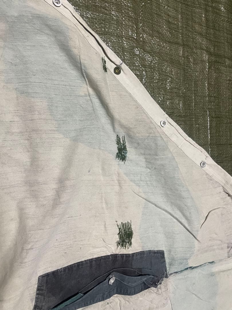 本日限定スウェーデン軍　軍幕　パズルカモ迷彩 コットン 三角テント　4枚セット