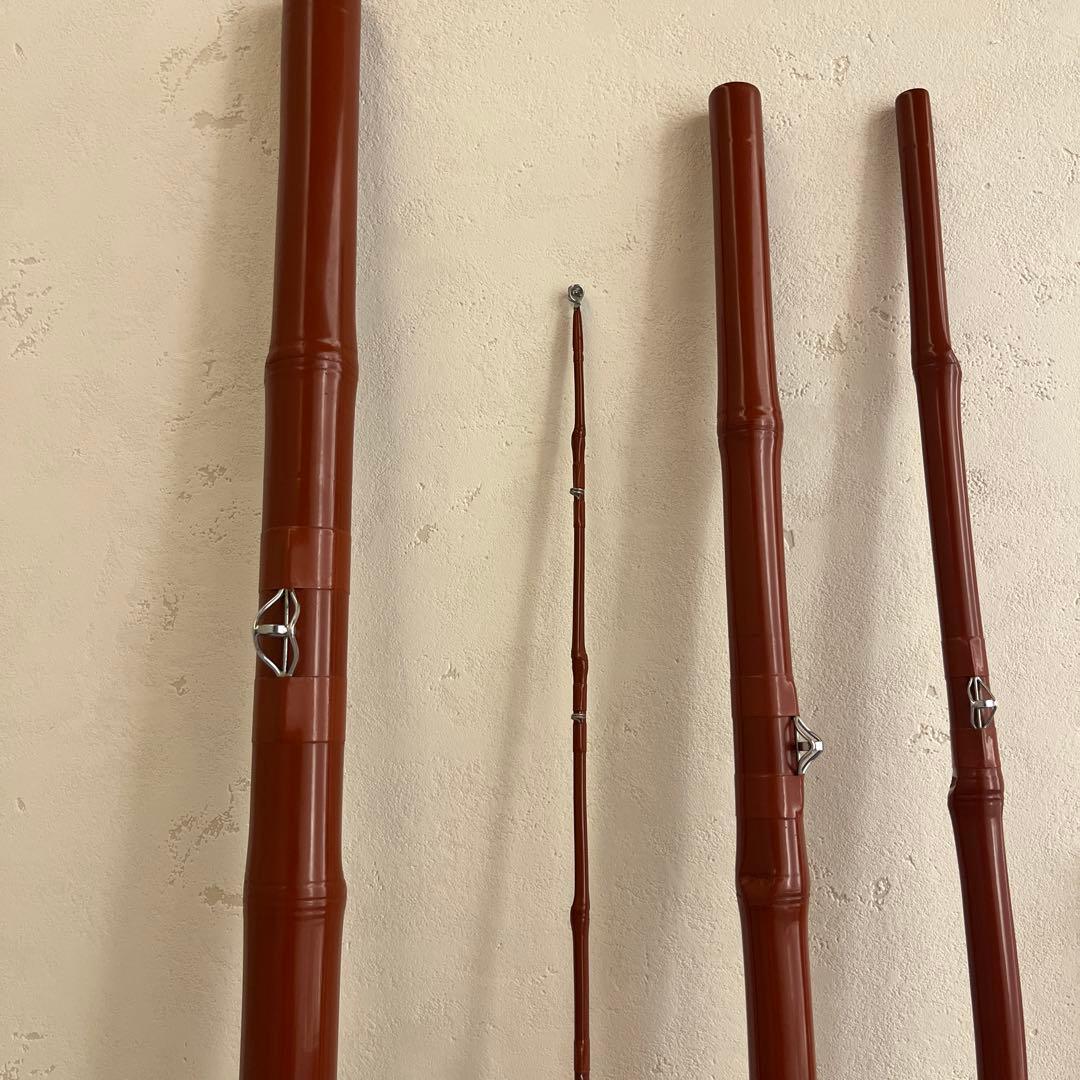 石鯛和竿　東光作　総塗り４本継ぎ竹竿　石鯛竿