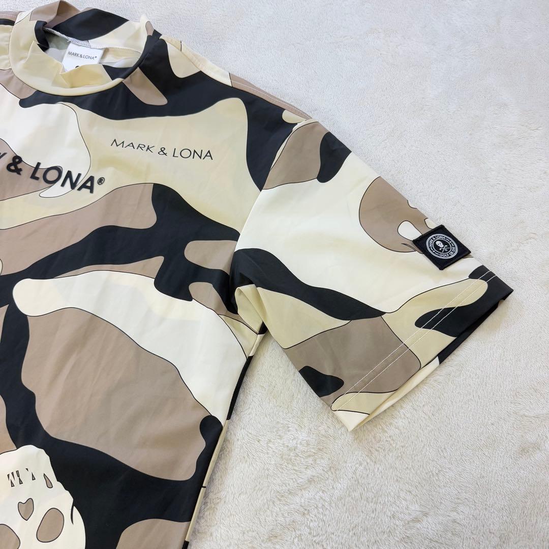 マークアンドロナ】立体ラバーロゴカモフラ柄ストレッチゴルフモックネックシャツ L