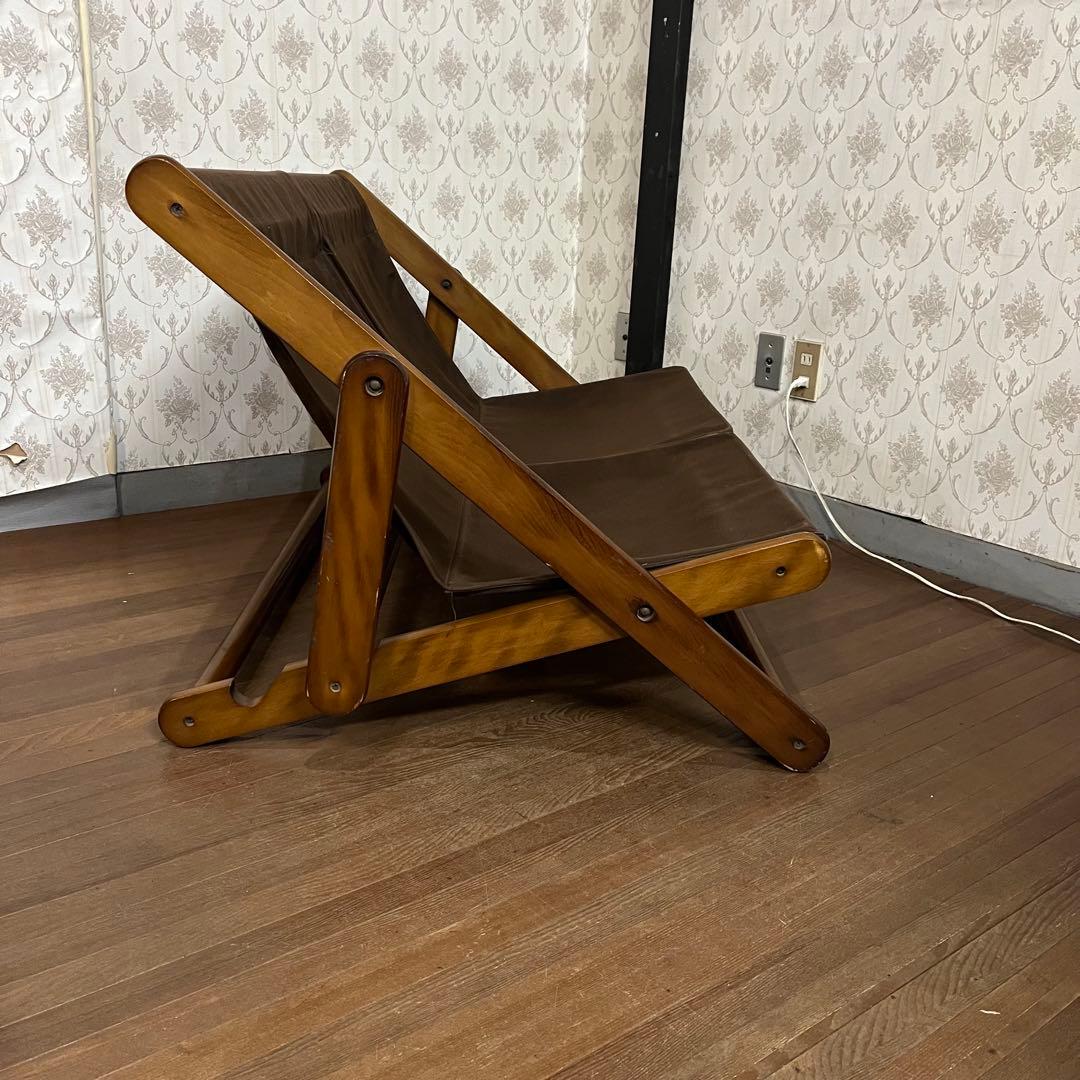 【アンティーク】折り畳み リクライニングチェア デッキチェア 2人掛け椅子