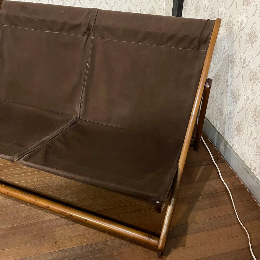 【アンティーク】折り畳み リクライニングチェア デッキチェア 2人掛け椅子