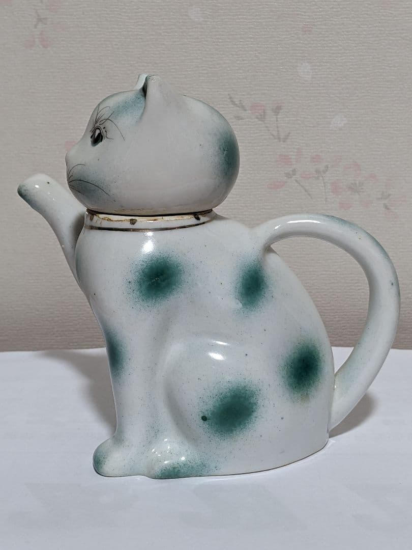 ♦中国 古玩 招き猫 自在 猫形 水注 急須 茶道具 置物飾り 骨董品 古美術品