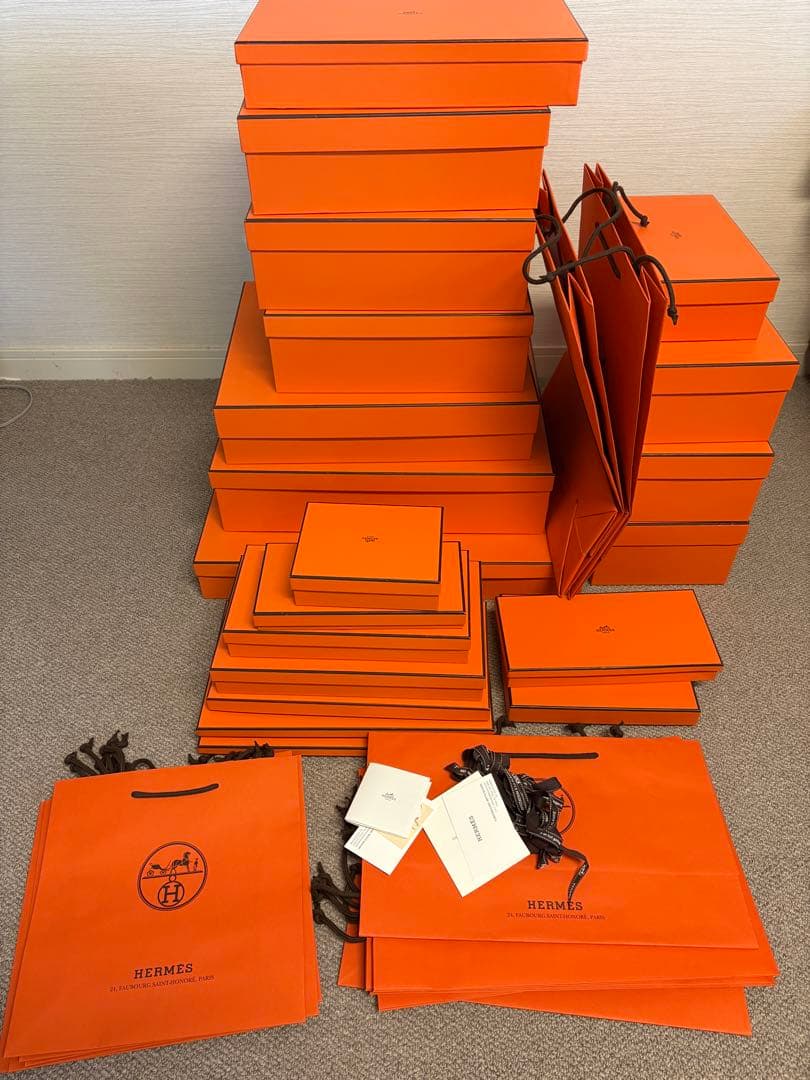 エルメスHERMES オレンジボックス21個&ショッパー13枚&リボン4個セット