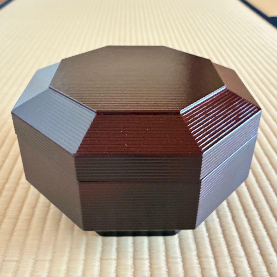茶道具　表千家流『八角喰籠』一閑溜塗 二重菓子器