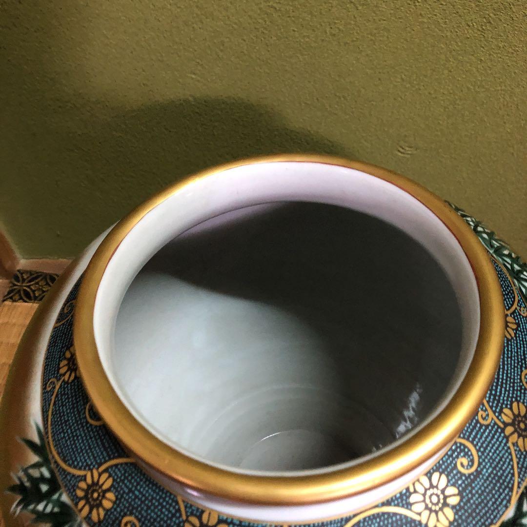 九谷焼特大壺/穂光/金唐草模様人物画/仙人学者　巻物　竹林　古美術　骨董品　美品