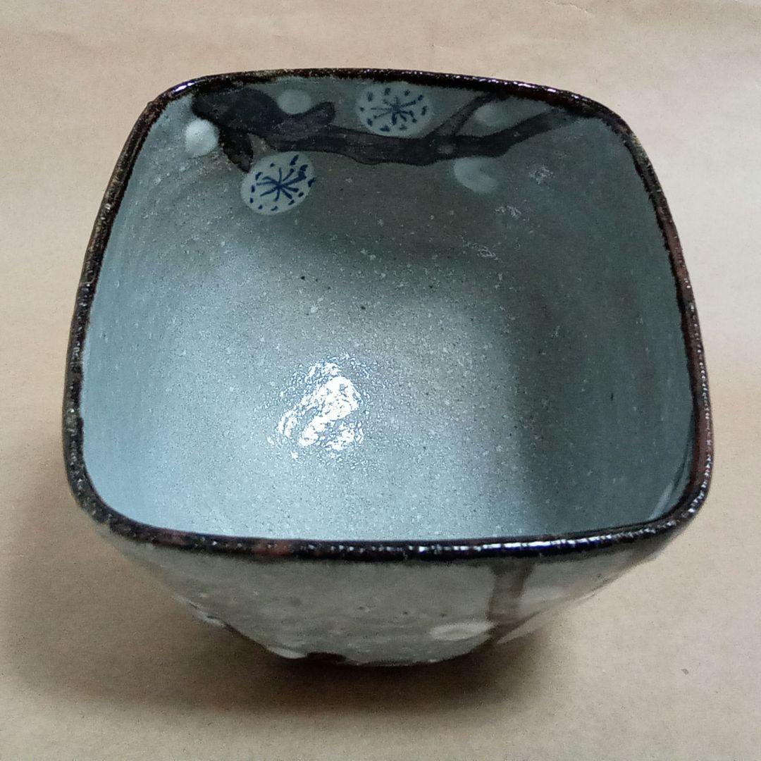 抹茶茶碗　梅ねずみ　乾山　桝型