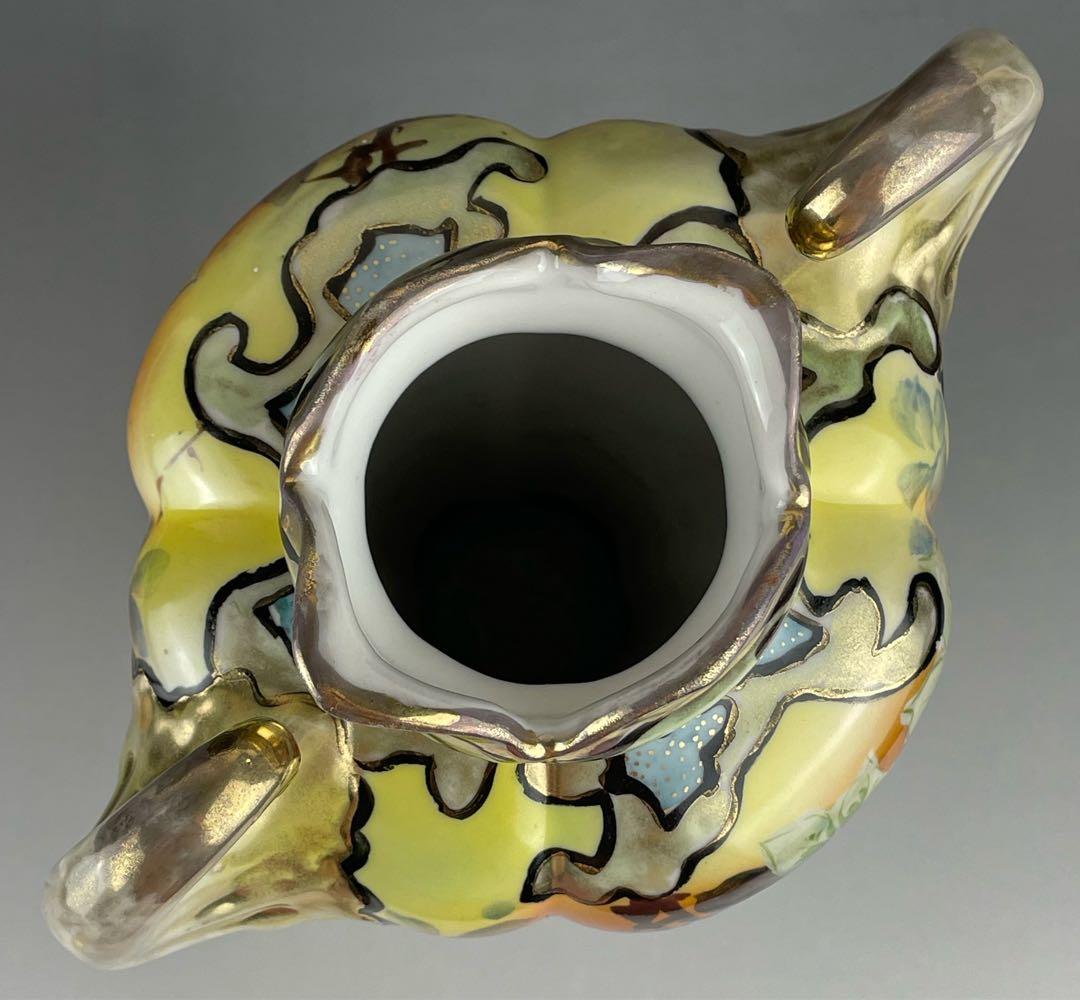 【大型】オールドノリタケ ２８．７cm 薔薇紋花瓶 金彩 金盛り マッスル