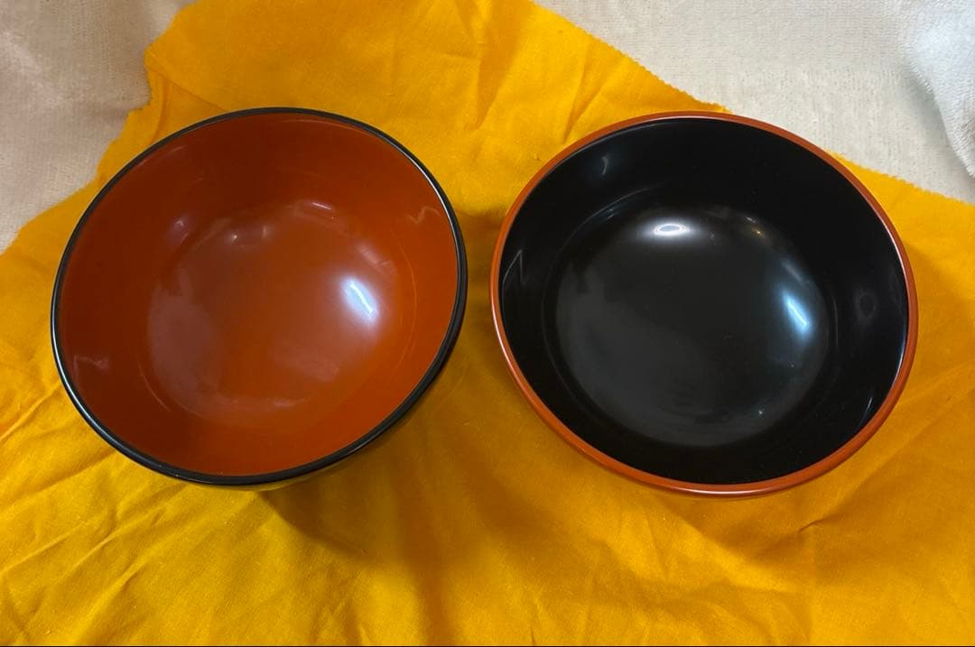 輪島塗　夫婦椀　お椀　汁椀　２客　天然うるし　ウコン布、箱付き