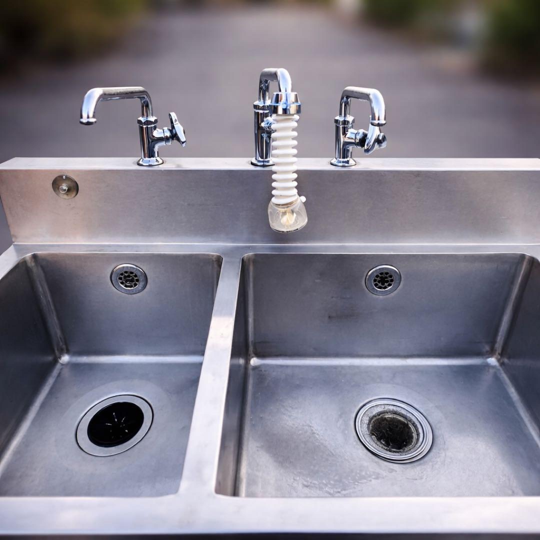 業務用 ステンレス 2槽シンク 流し台 幅100×奥行60×高さ94cm 厨房用