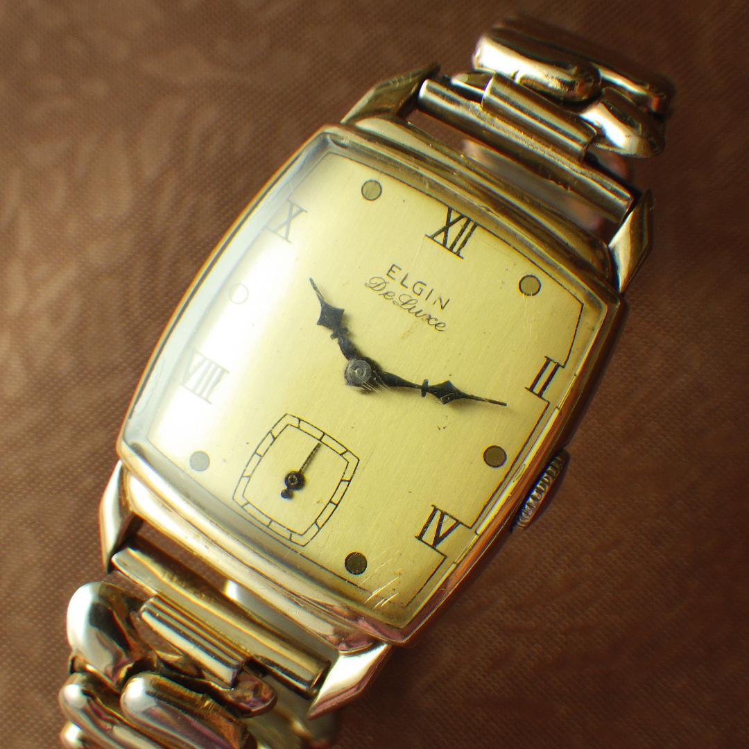 【最終値下】【1945年】エルジン デラックス USA製 10金張 手巻き腕時計
