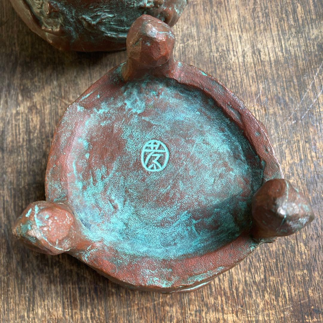 峯孝 造 「民族のお祭りのようなレリーフ」 灰皿？ 香炉？ ブロンズ 作家物