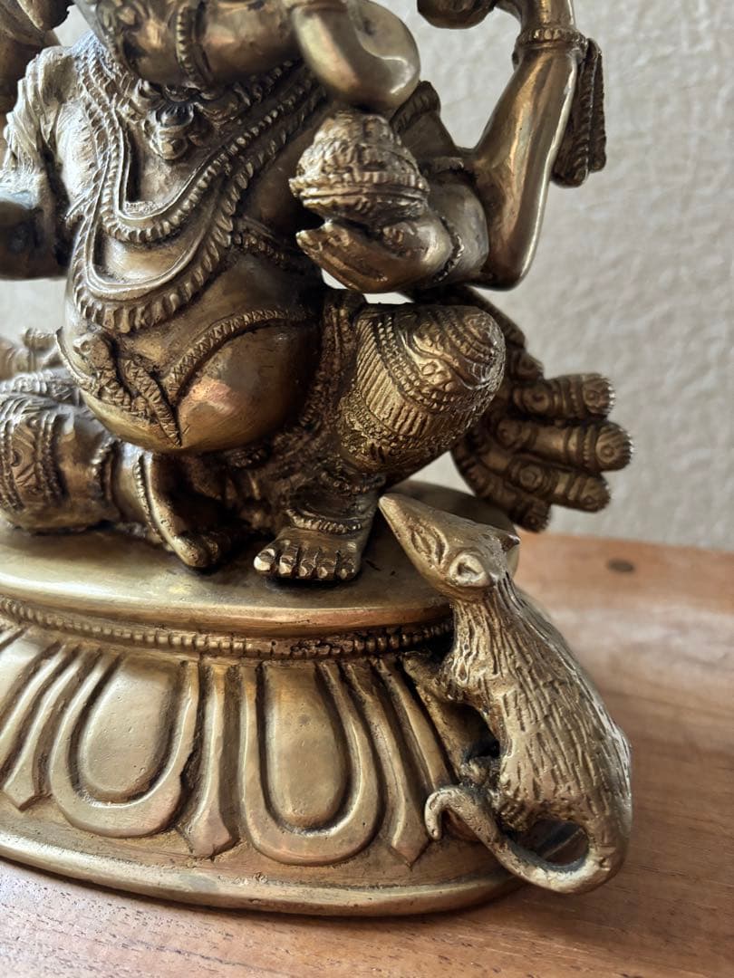 真鍮製 ガネーシャ像 約21㎝