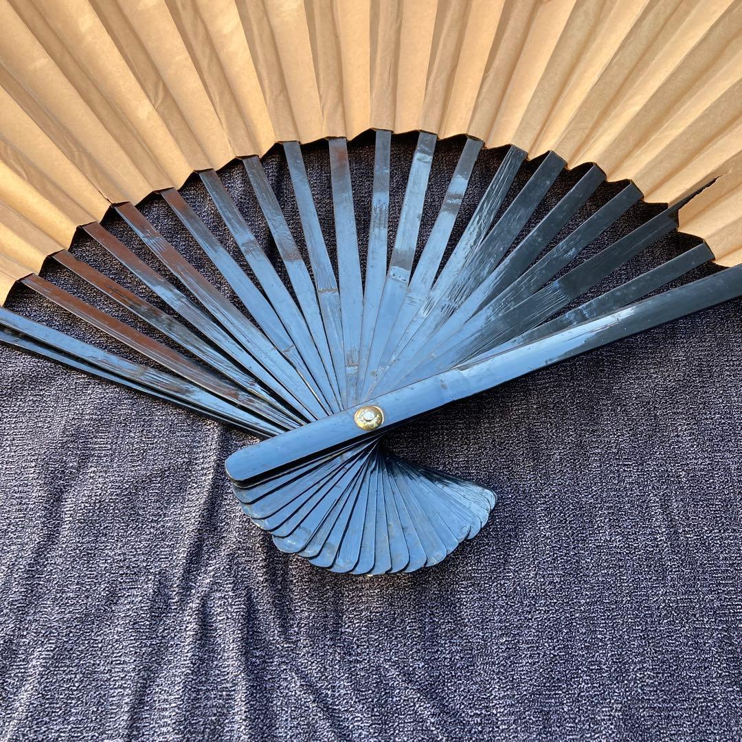 特大 ジャンボ 扇 孔雀絵 扇子 飾り物 レトロ 骨董