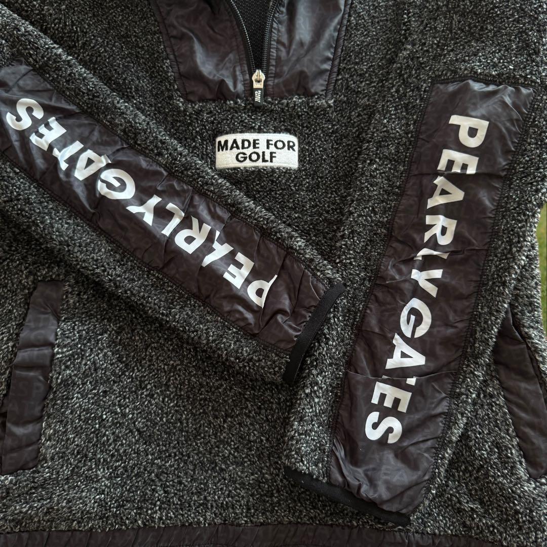 美品　パーリーゲイツ　フリース　ジャケット　ハーフジップ　グレー　黒　M〜L相当