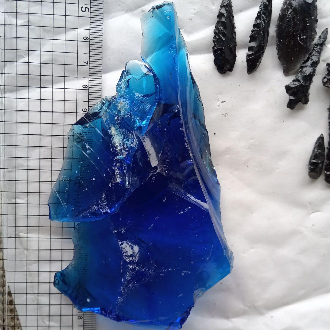 オブシディアン-ブルー　原石　黒曜石　碧色　石器 材料