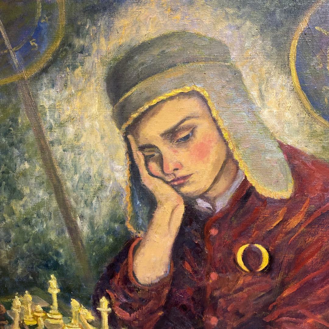 チェスプレイヤー F10 油彩画 人物画 絵画