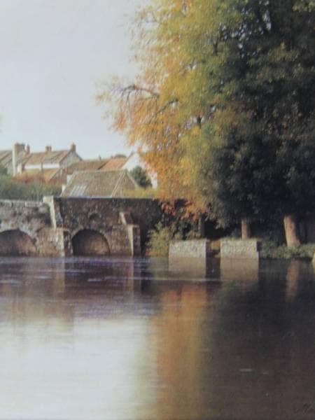 森本 草介、橋のある風景、希少レゾネの一頁、 新品高級額装付