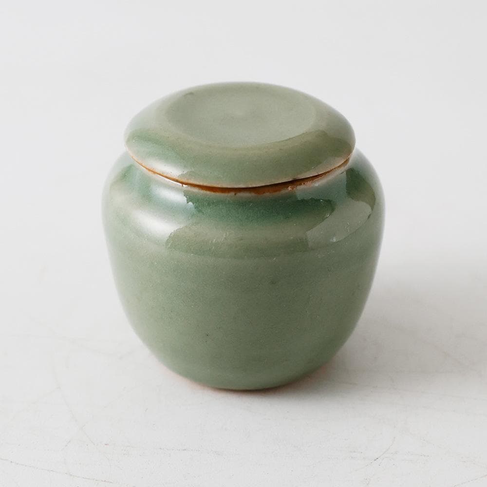 天龍寺青磁 替茶器 茶入 壷 茶道具 唐物 青瓷 時代箱