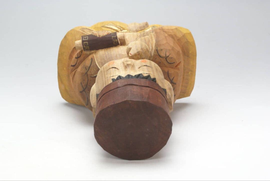 【真作・代表作】 木彫彩色 「寿童子」 大町誠一 作（共箱・外箱付属）