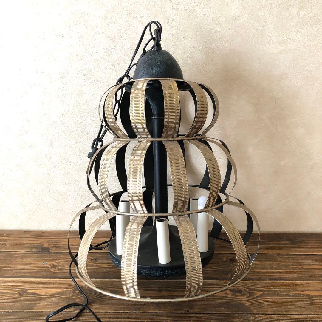 1960s メタルシェード 6灯 ペンダントランプ シャンデリア