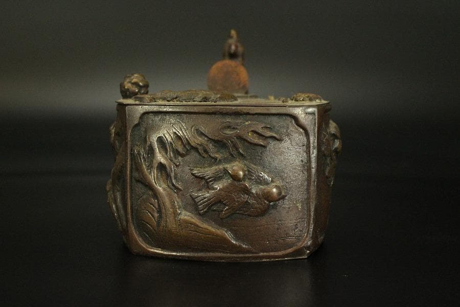 文房具 花鳥紋 矢立 銅製 600