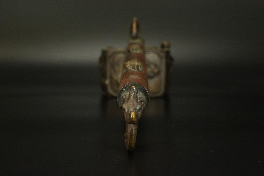 文房具 花鳥紋 矢立 銅製 600