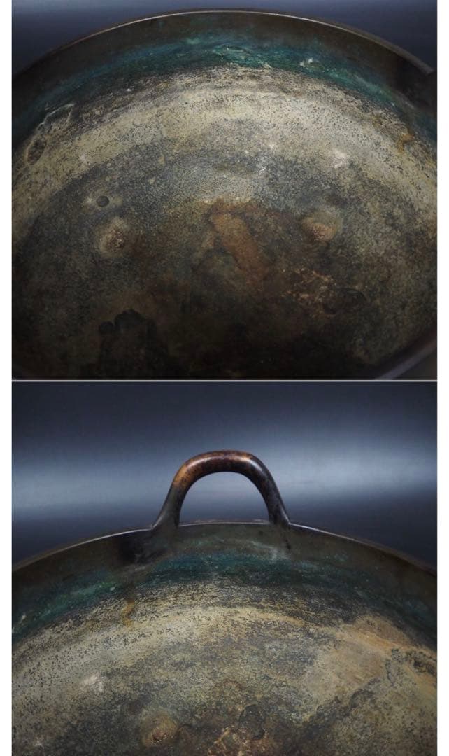 送料無料　古作『大明宣徳年製』在銘　双耳（沖天耳）香炉　木箱付・香炉灰あり