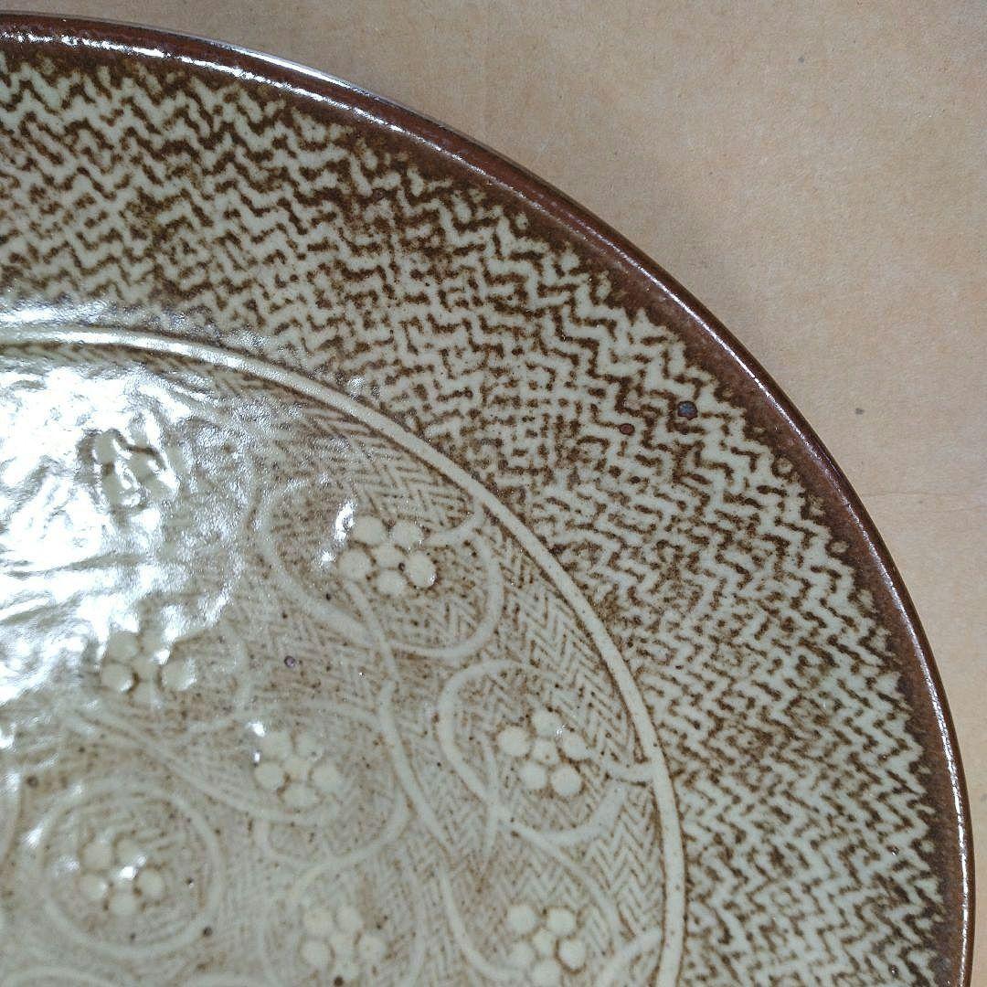 【本物保証】島岡達三 地釉縄文象嵌皿 共箱 栞 人間国宝 美品