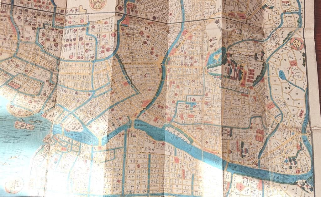 16　天保改正御江戸大絵図　弘化2年改正　高井蘭山　岡田屋嘉七　木版色摺