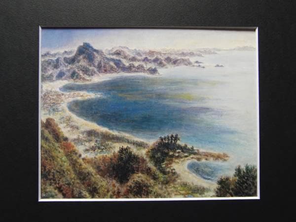 椿貞雄、「鋸山から見た房総半島」、希少な画集より、新品高級額・額装付