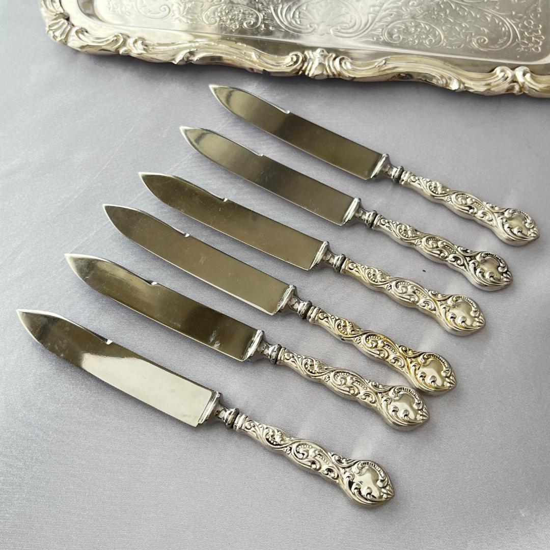 デコラティブなミニナイフ/バターナイフ 6本【シルバープレート】