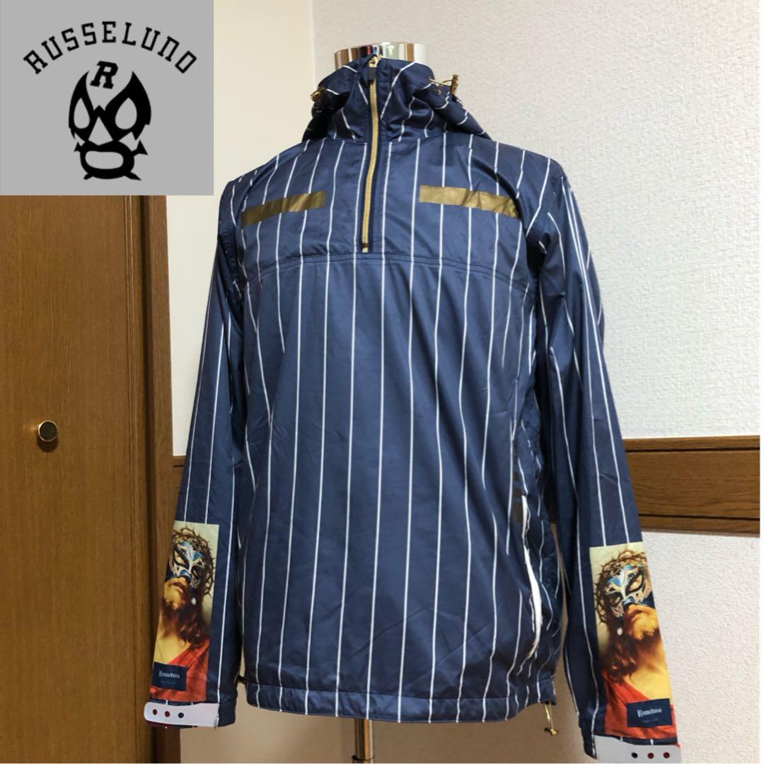 ラッセルノ ゴルフ ハーフジップ パーカー ネイビー ストライプ サイズ5
