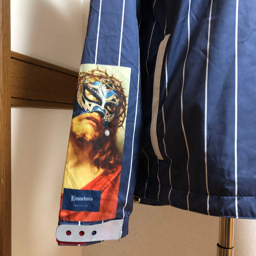 ラッセルノ ゴルフ ハーフジップ パーカー ネイビー ストライプ サイズ5