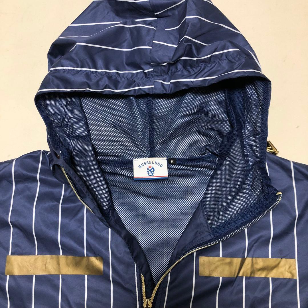 ラッセルノ ゴルフ ハーフジップ パーカー ネイビー ストライプ サイズ5