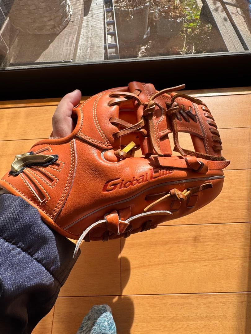 Globali 硬式グローブ オレンジ 5本指