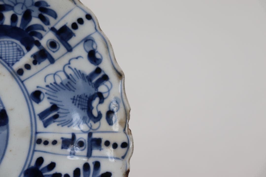 中国　明時代　染付花卉昆虫紋皿3点　送料込み0201