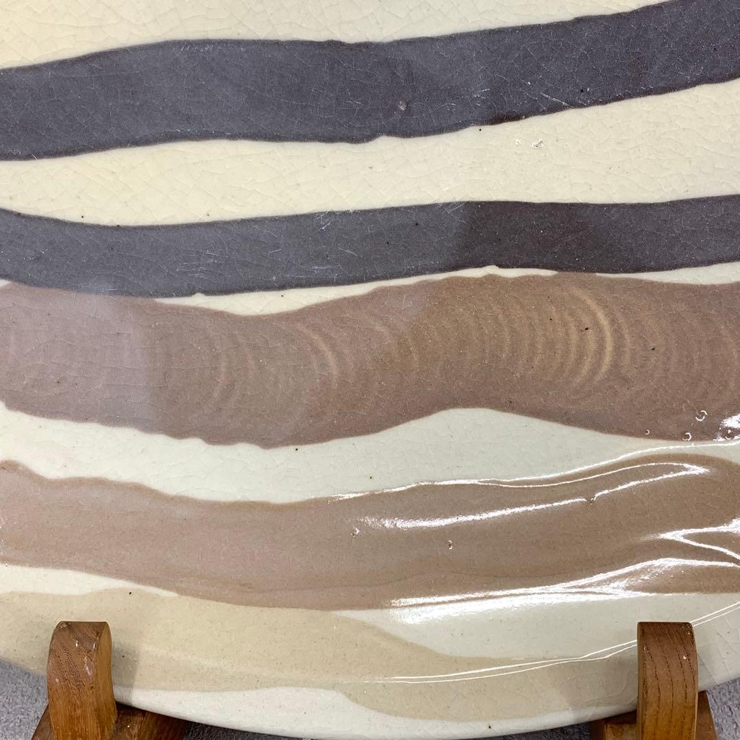 大皿 直径 45.4cm ! 飾り皿 線 布志名焼 アンティーク 昭和レトロ ⑨