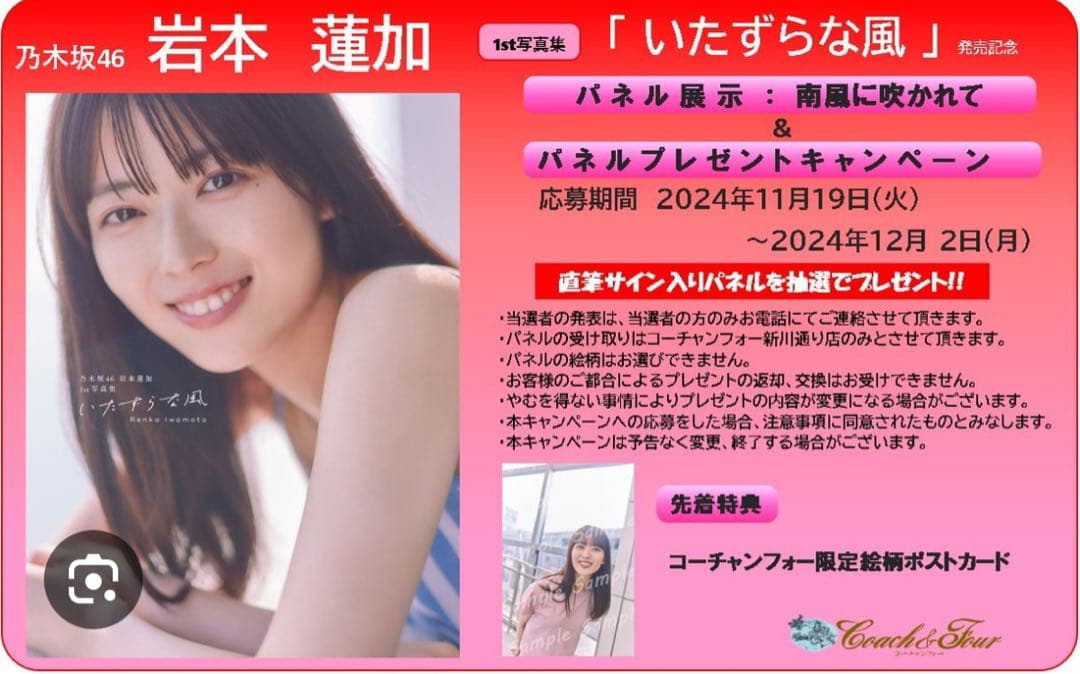 岩本蓮加 直筆サイン入りパネル 写真集