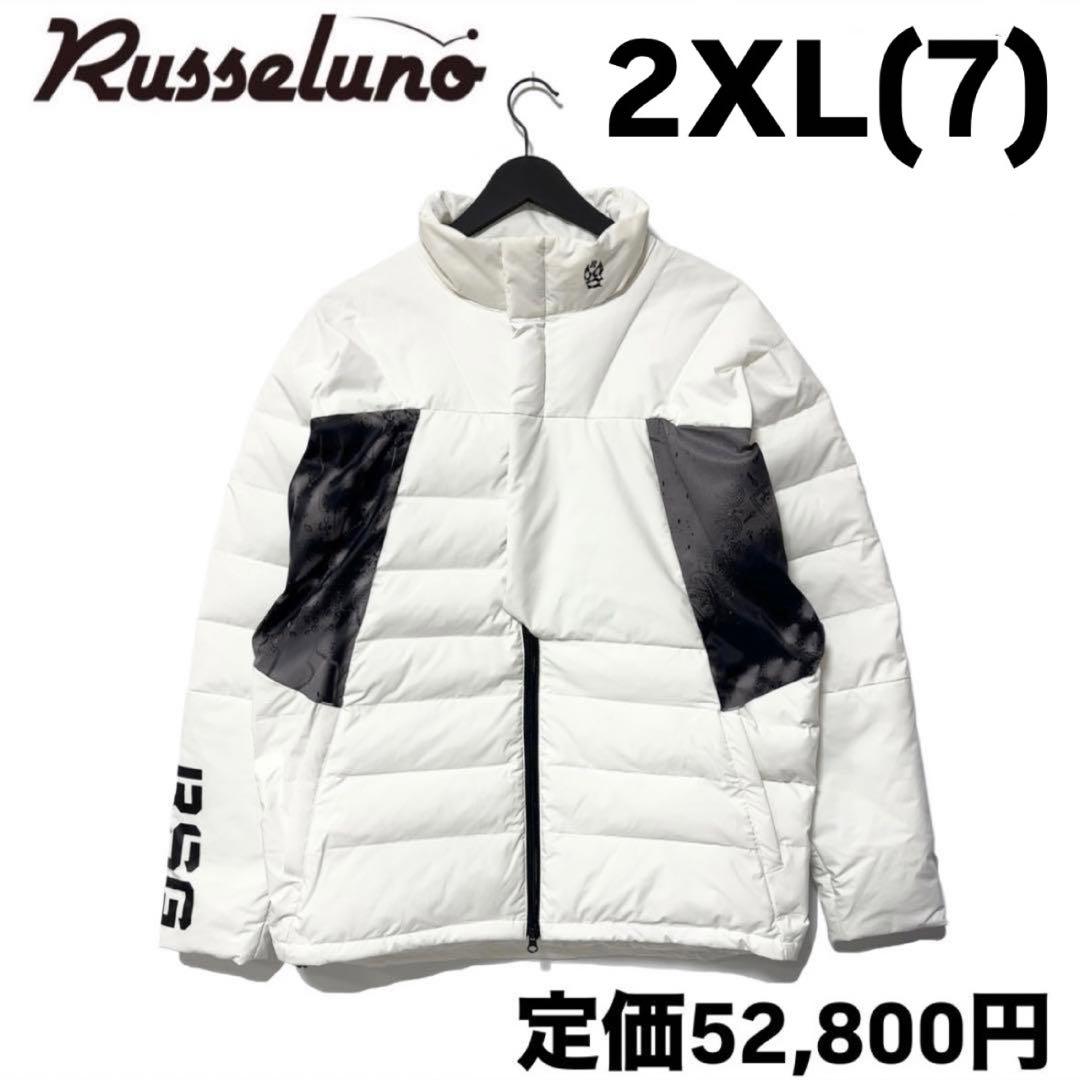 新品 ラッセルノ ゴルフ パデッド ジャケット ペイズリー ホワイト 2XL 7