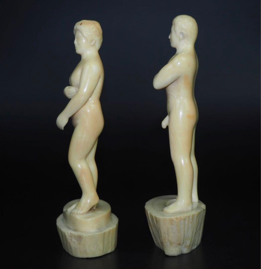 送料無料　レア物　マッコウクジラ　抹香鯨　鯨歯彫刻２体