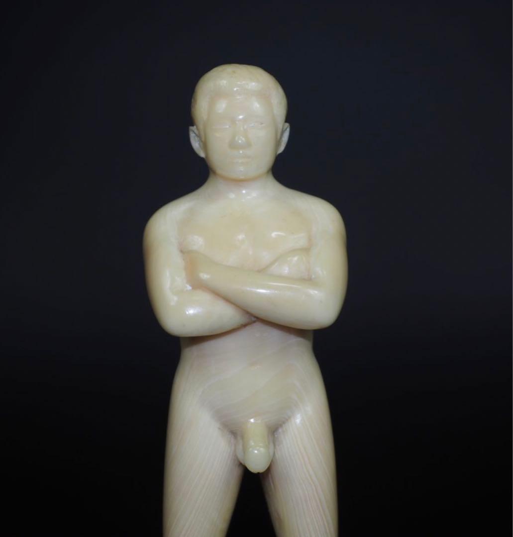 送料無料　レア物　マッコウクジラ　抹香鯨　鯨歯彫刻２体