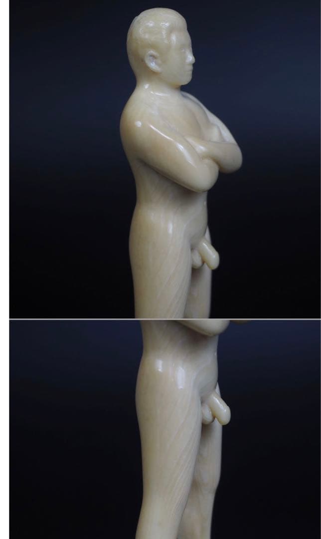 送料無料　レア物　マッコウクジラ　抹香鯨　鯨歯彫刻２体