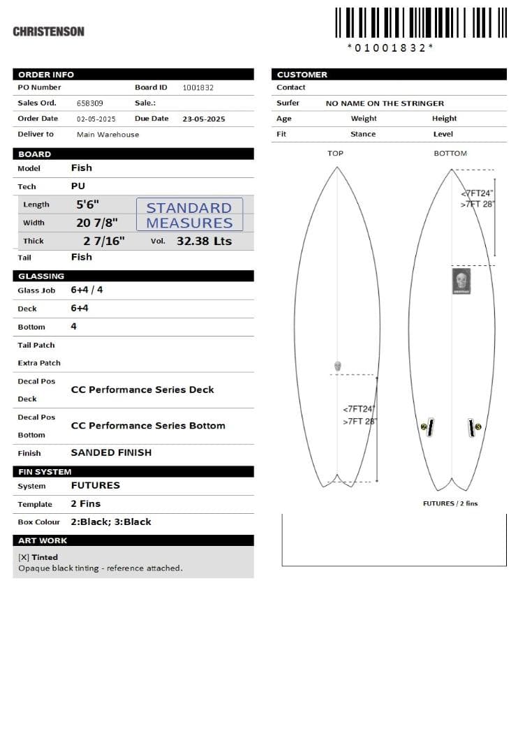 早い者勝ち！ラスト2本！CHRISTENSON　クリステンソン　フィッシュ5'6