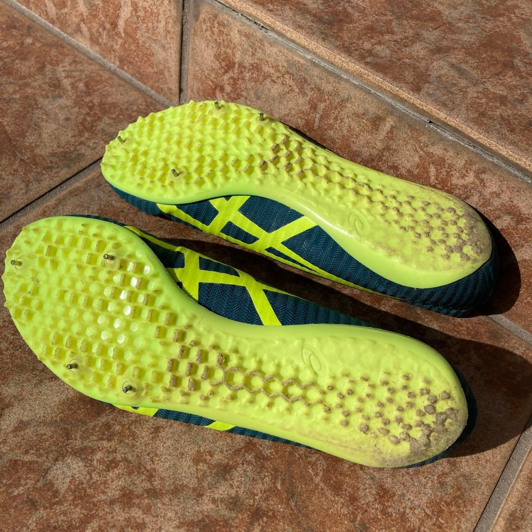 ASICS JET SPRINTスパイク　 ダークグリーン/イエロー 25.0