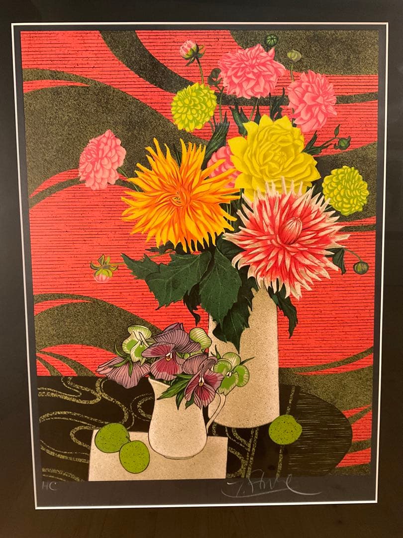 イヴ・ガンヌ　「夏の花束」　リトグラフ　直筆サイン・エディション有り