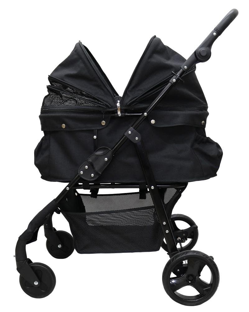 多頭用耐荷重30kg！ココハート ４輪ペットカート/甘えん坊バギーBIG 黒